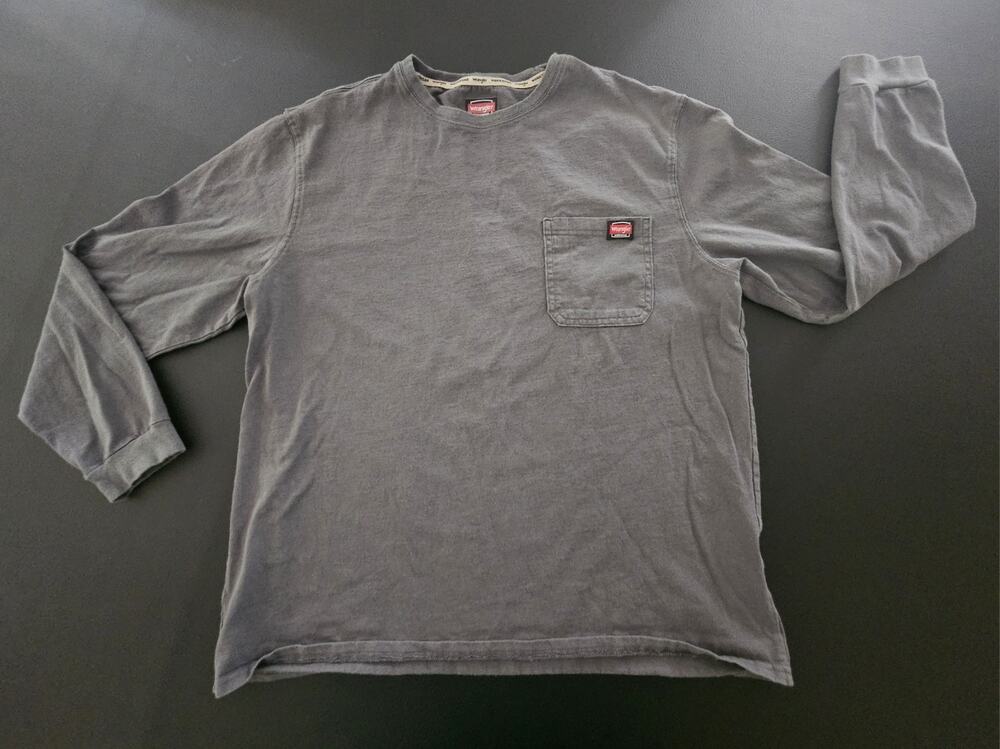 Wrangler Workwear Mens XL Grey Long Sleeve Pocket T-Shirt
